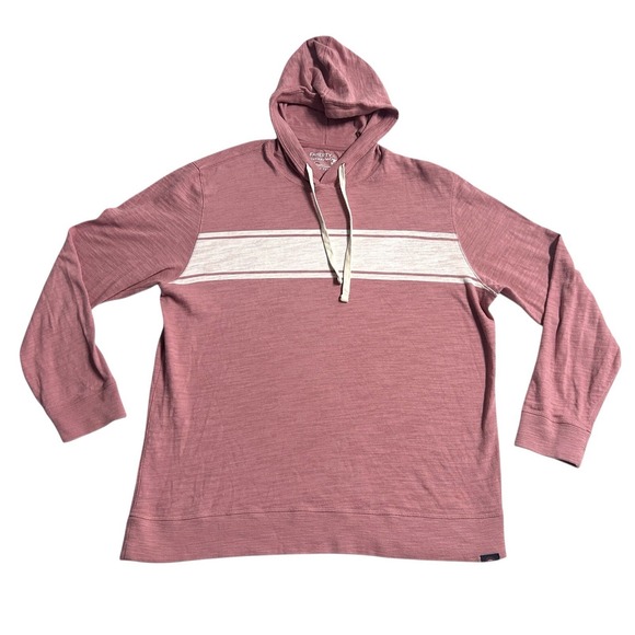 Faherty Surf Stripe Pullover Hoodie Slub Organic Cotton Sunwashed Men's XL Pink - Picture 1 of 11